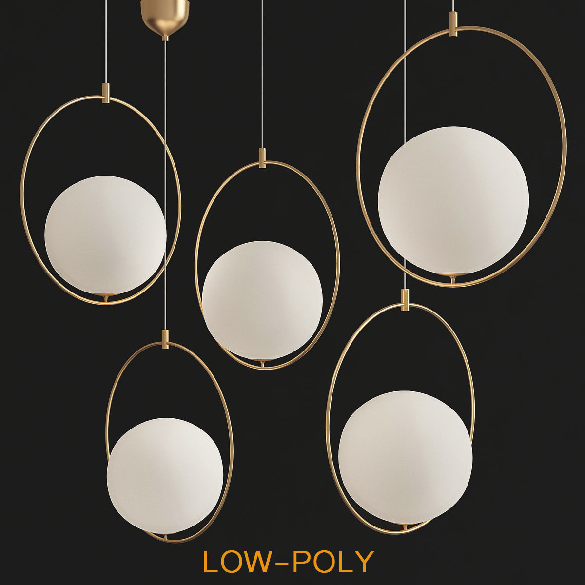 Chandelier 3d model collection 10 Pieces Low-poly 3D model_19