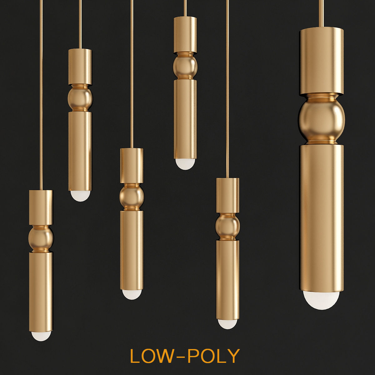 Chandelier 3d model collection 10 Pieces Low-poly 3D model_11