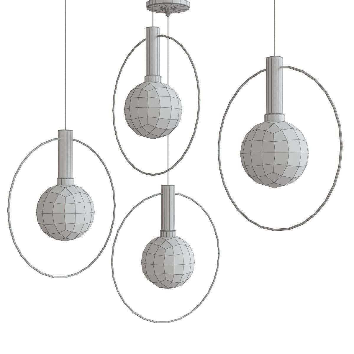 Chandelier 3d model collection 10 Pieces Low-poly 3D model_2