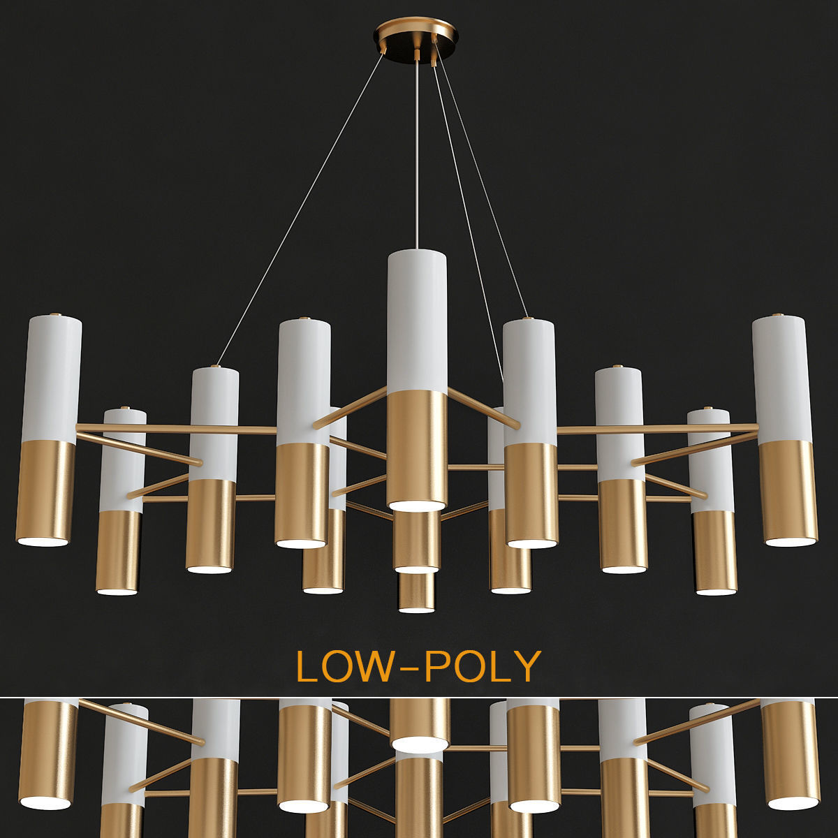 Chandelier 3d model collection 10 Pieces Low-poly 3D model_4
