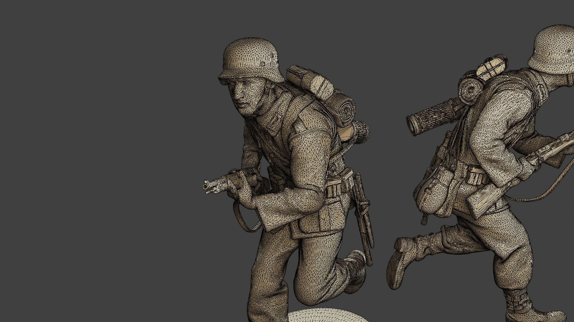 German soldier ww2 run G1 3D print model_12
