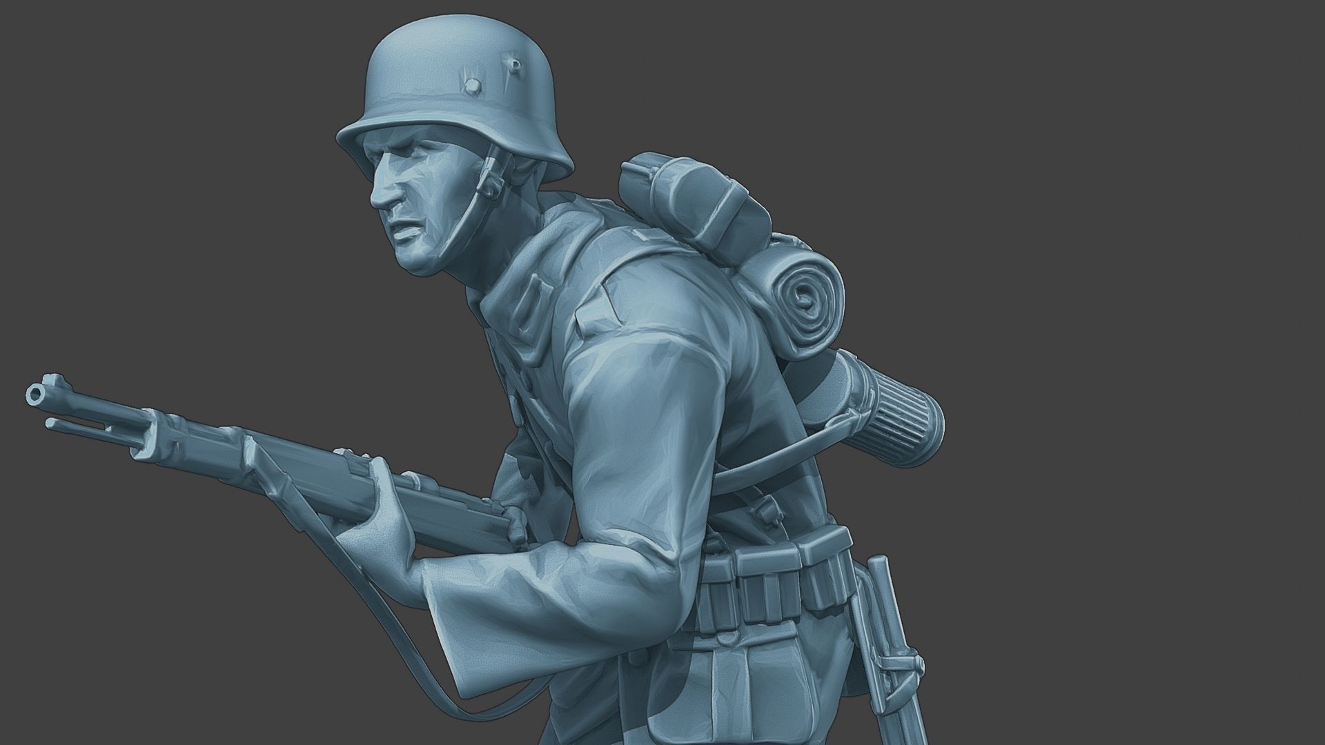 German soldier ww2 run G1 3D print model_18