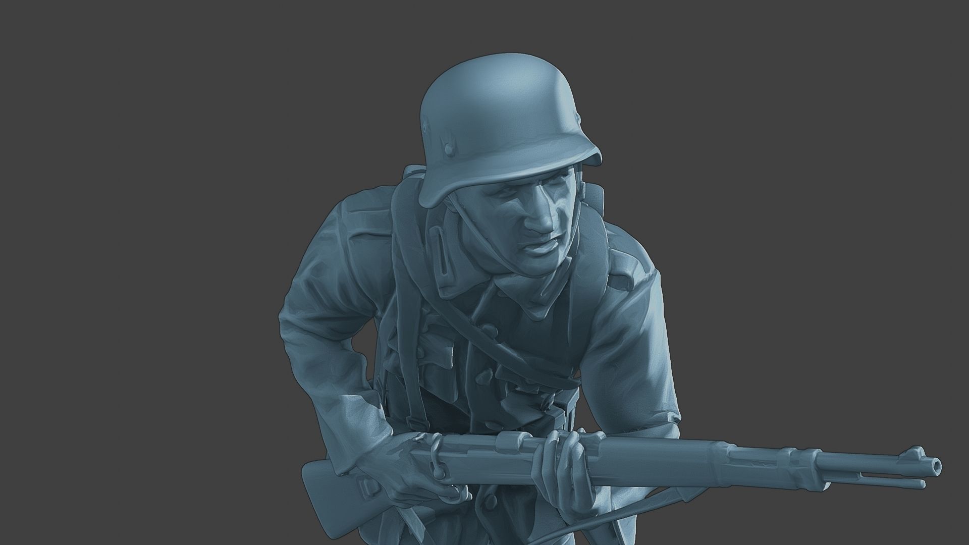 German soldier ww2 run G1 3D print model_19
