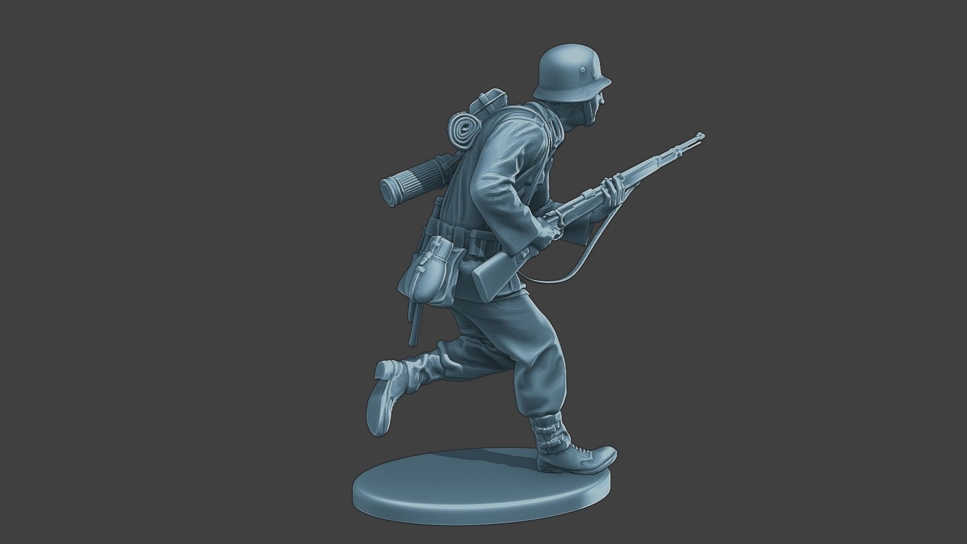 German soldier ww2 run G1 3D print model_8
