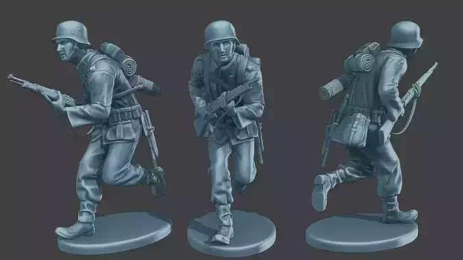 German soldier ww2 run G1 3D print model