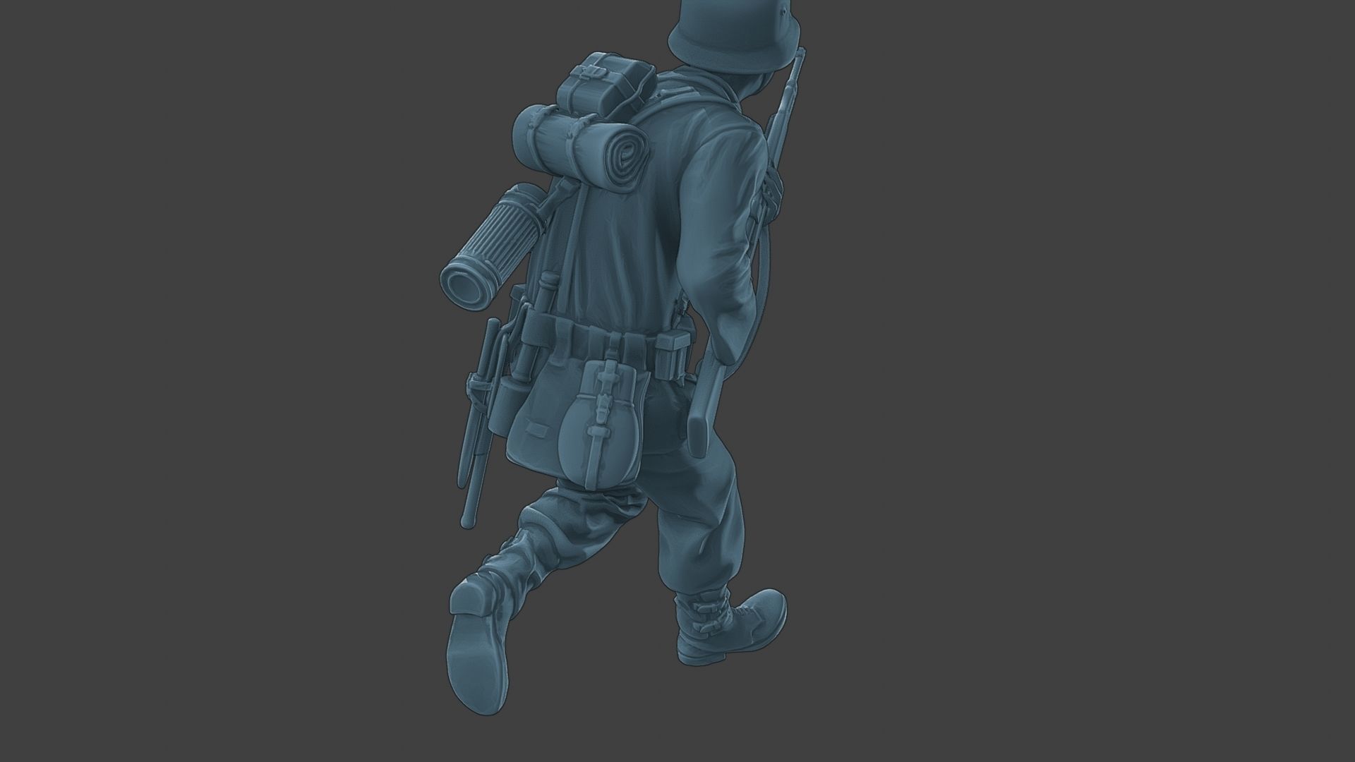 German soldier ww2 run G1 3D print model_24