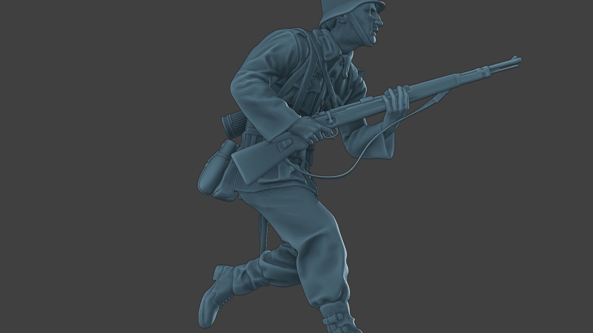 German soldier ww2 run G1 3D print model_29
