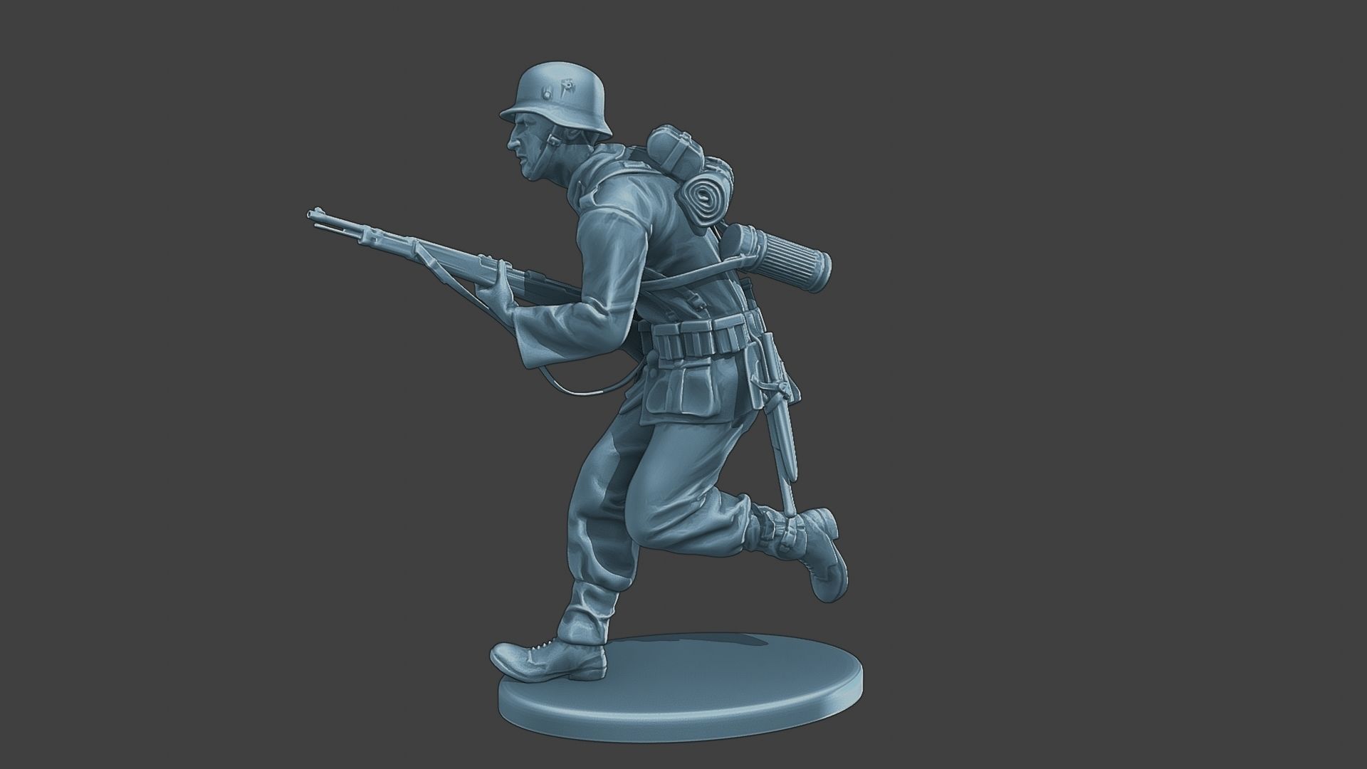 German soldier ww2 run G1 3D print model_3