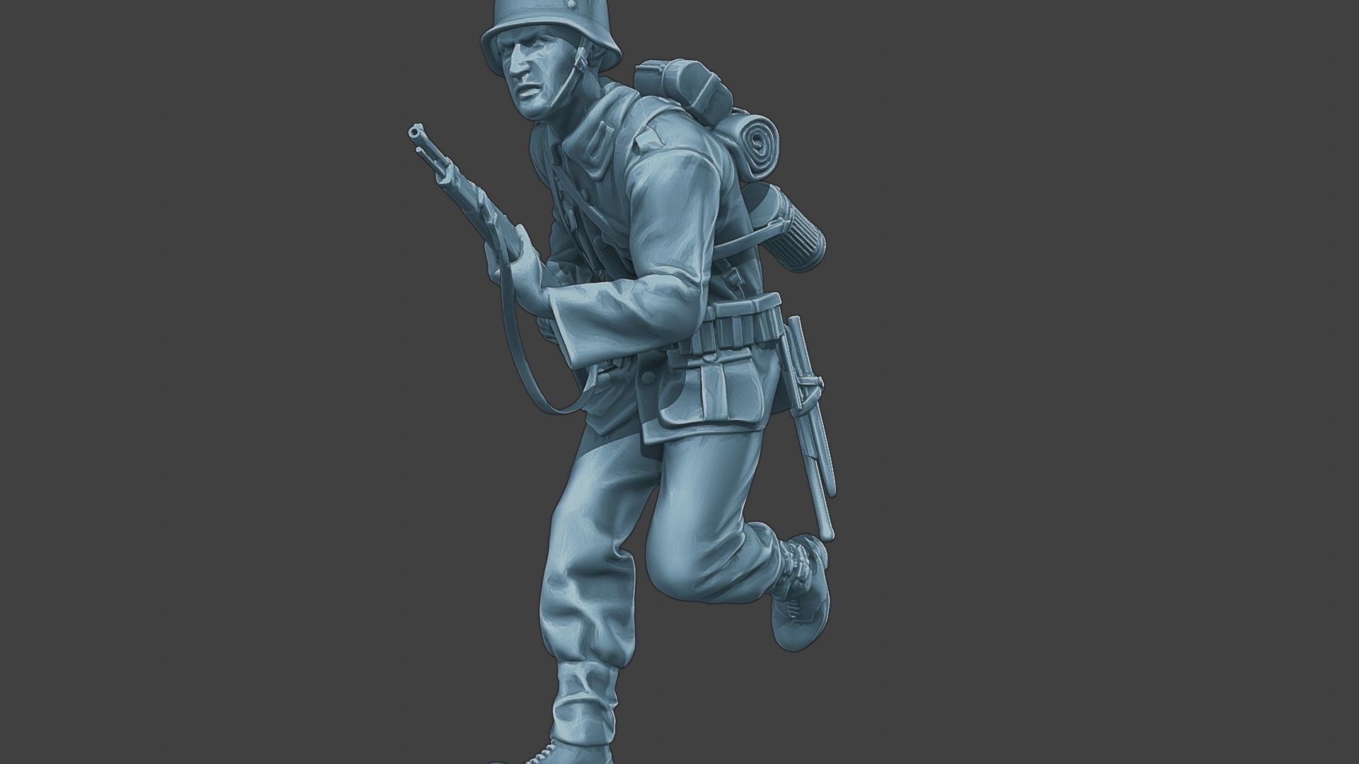 German soldier ww2 run G1 3D print model_27