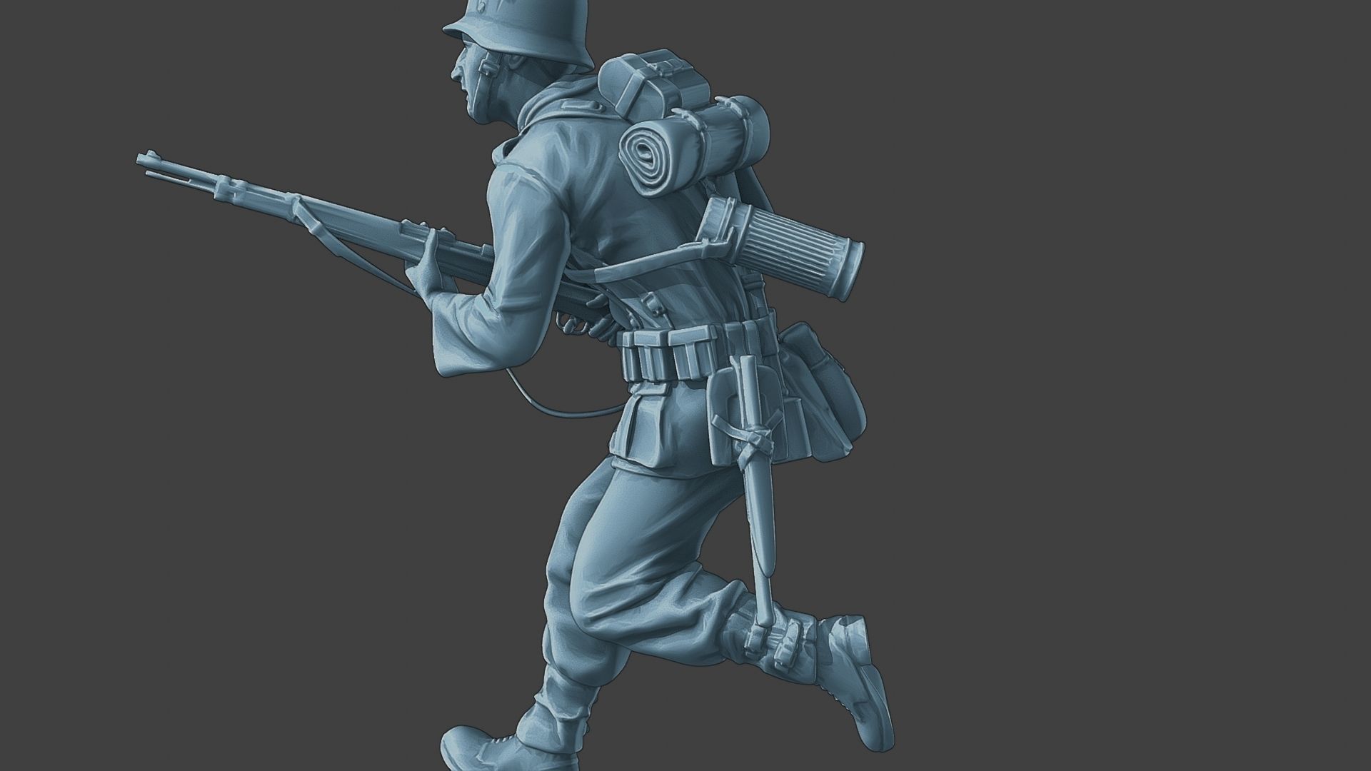 German soldier ww2 run G1 3D print model_26