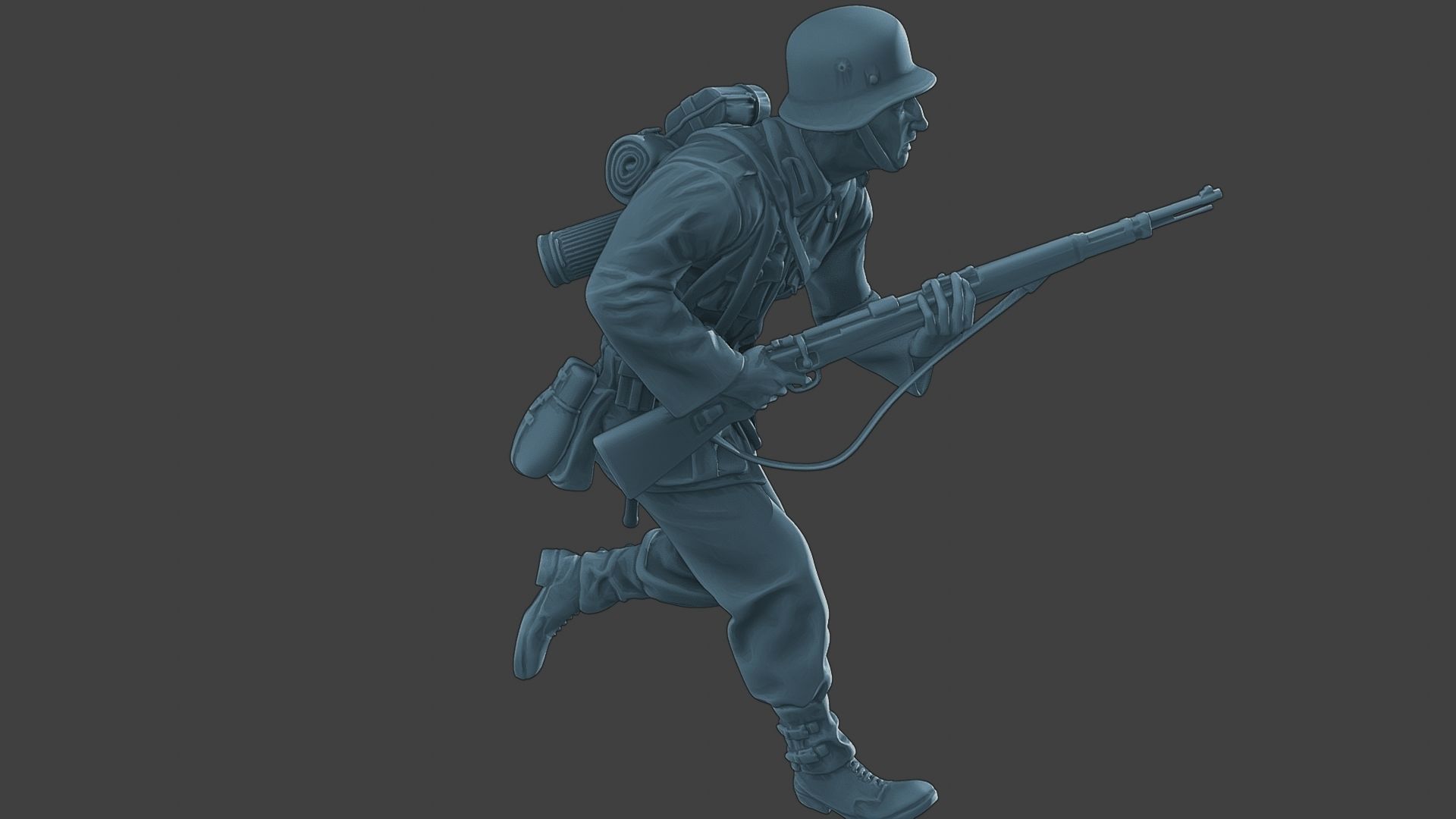 German soldier ww2 run G1 3D print model_30