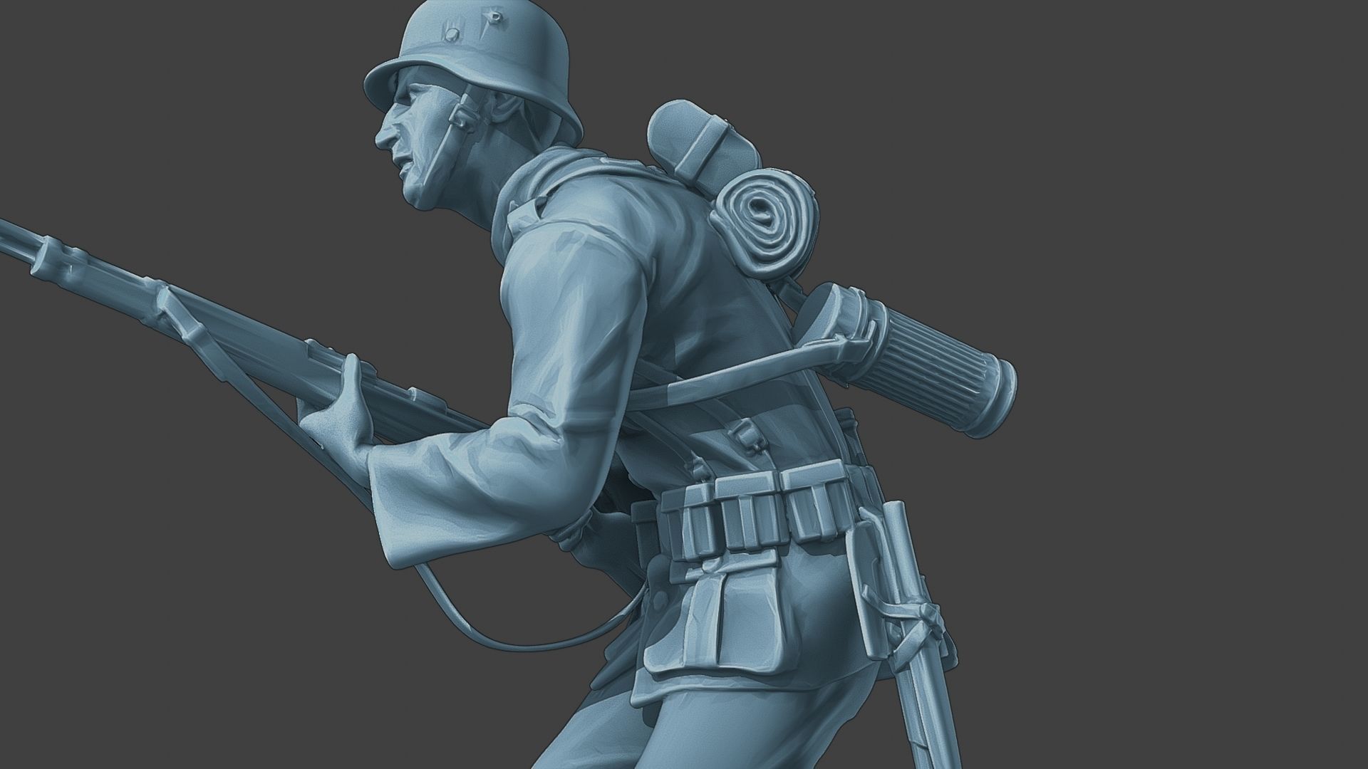 German soldier ww2 run G1 3D print model_17