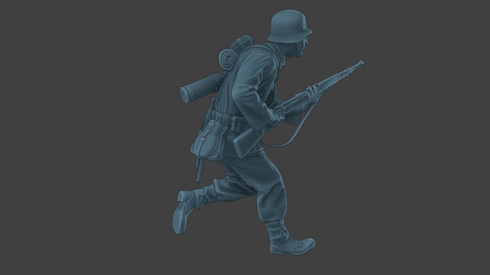 German soldier ww2 run G1 3D print model_31