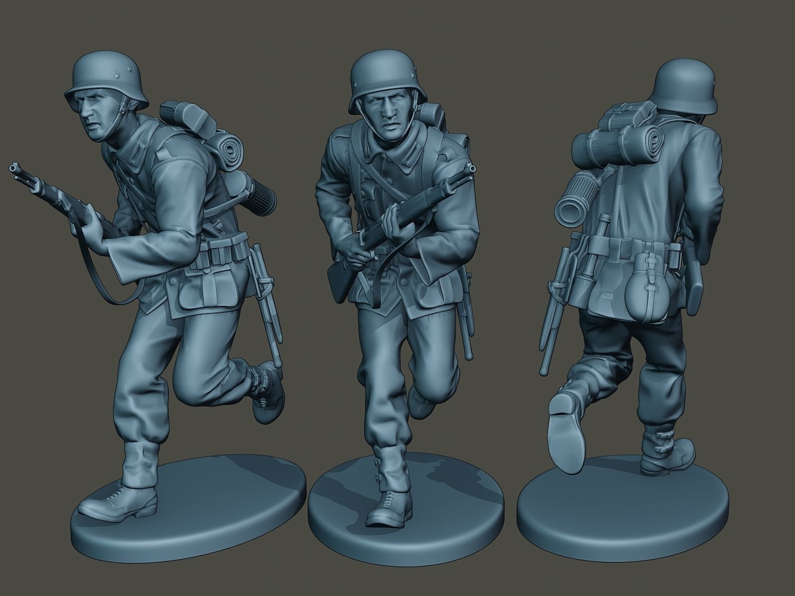 German soldier ww2 run G1 3D print model_32
