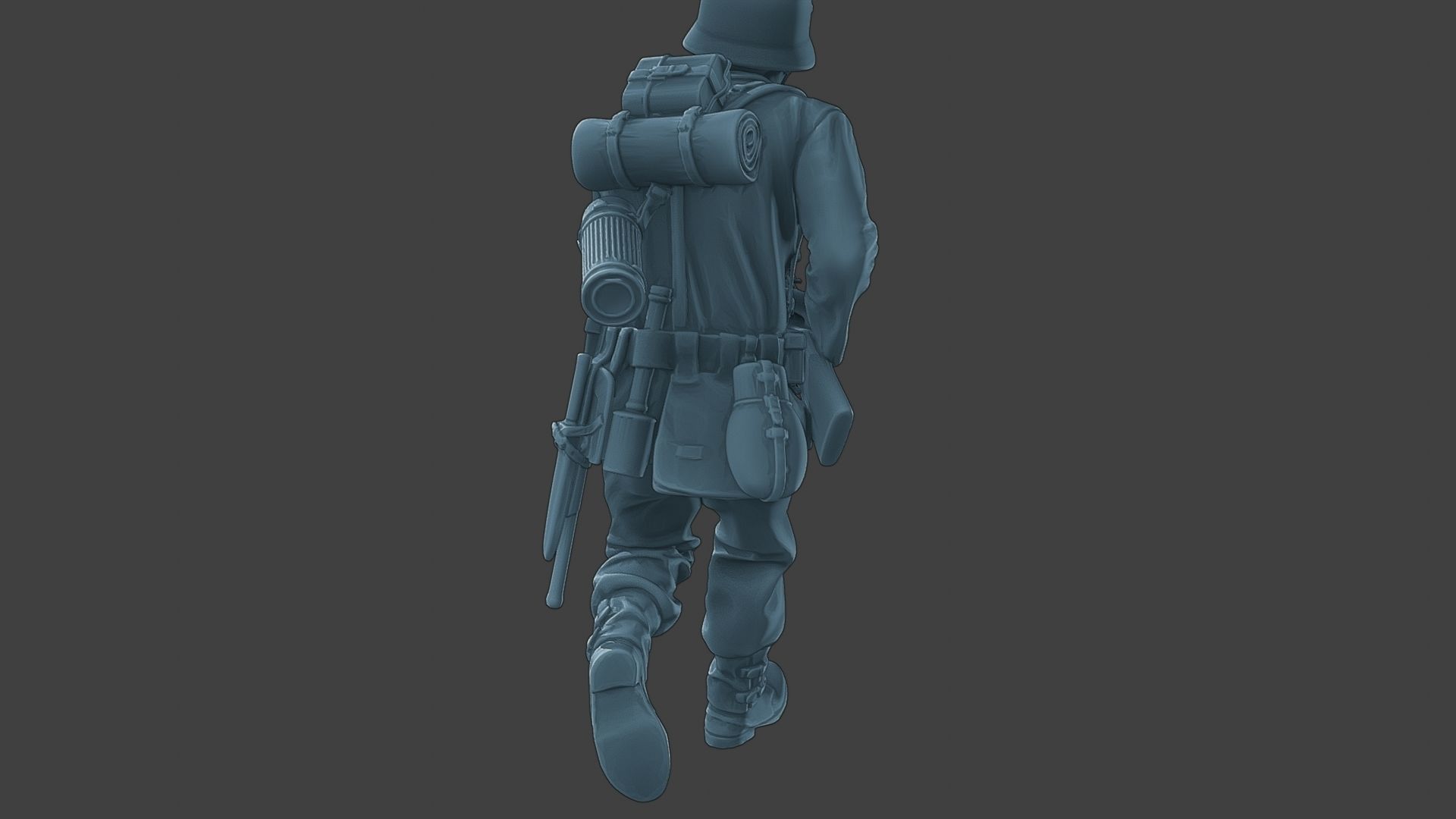 German soldier ww2 run G1 3D print model_25