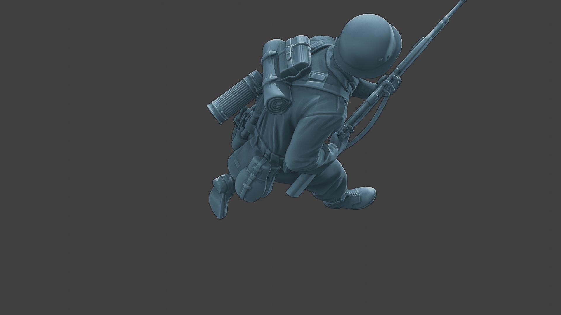 German soldier ww2 run G1 3D print model_23