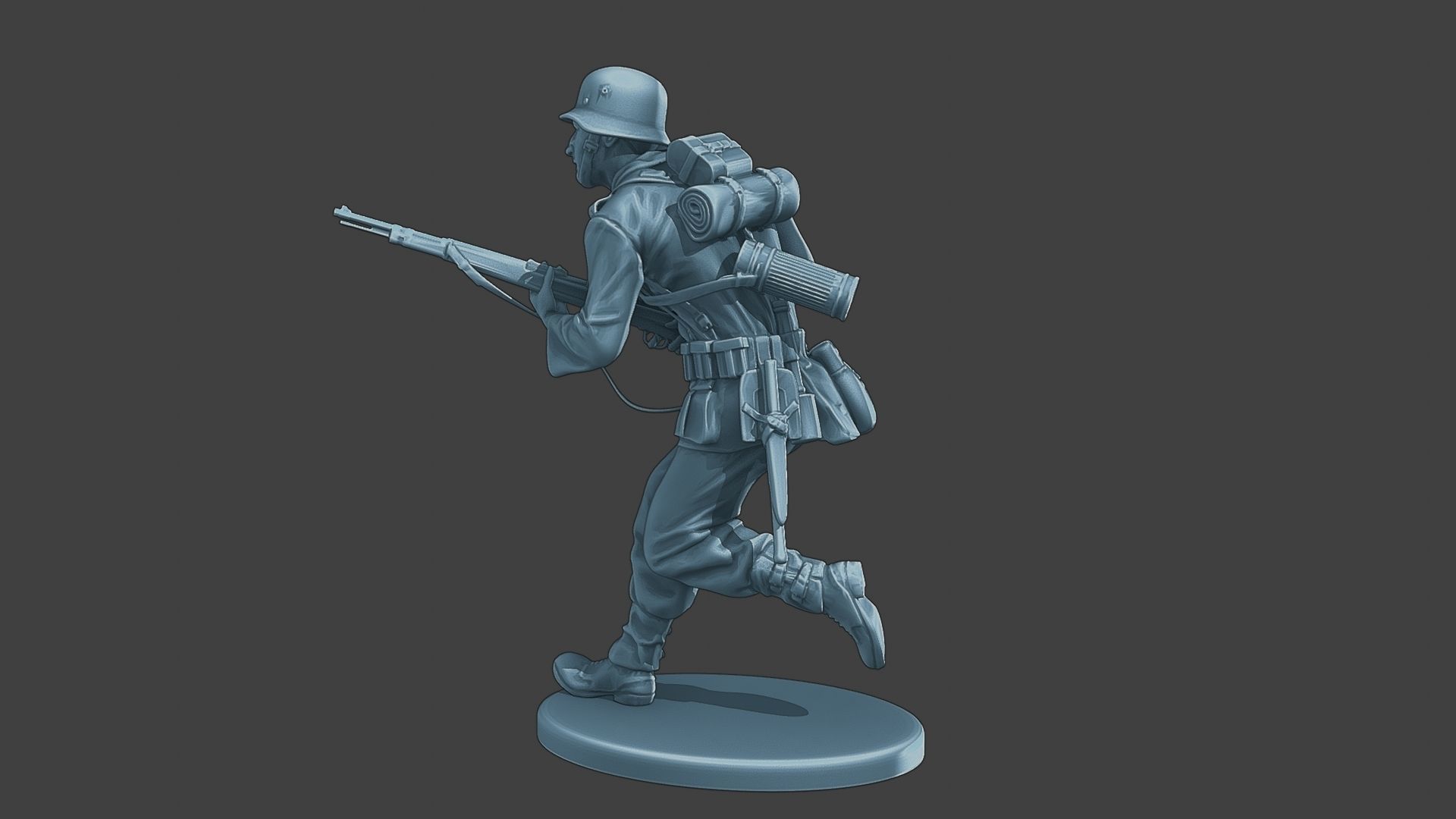 German soldier ww2 run G1 3D print model_4