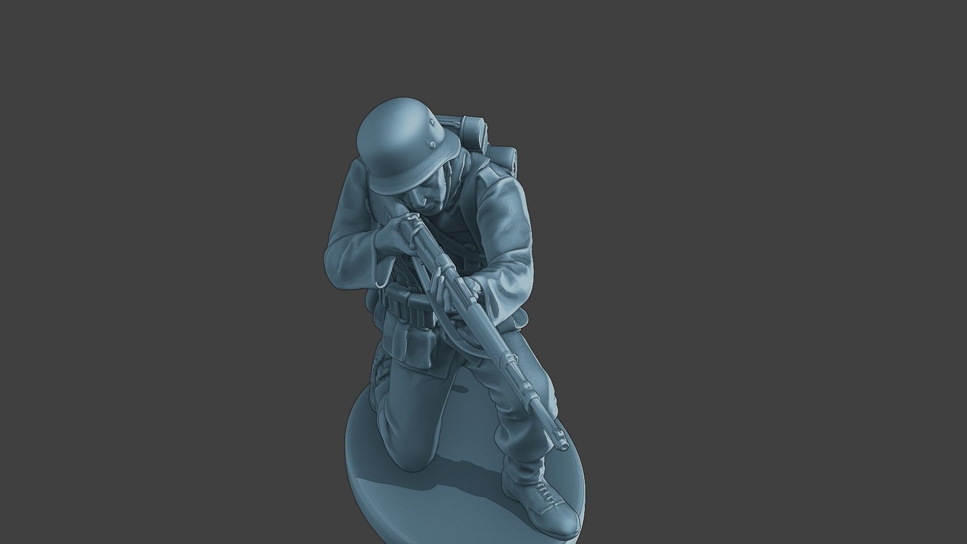 German soldier ww2 Shoot crouched G1 3D print model_19
