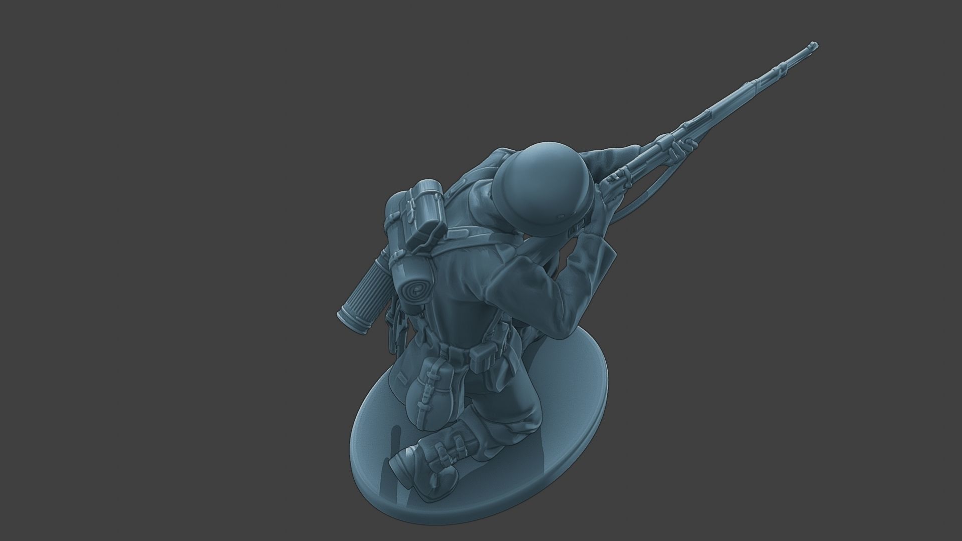 German soldier ww2 Shoot crouched G1 3D print model_22