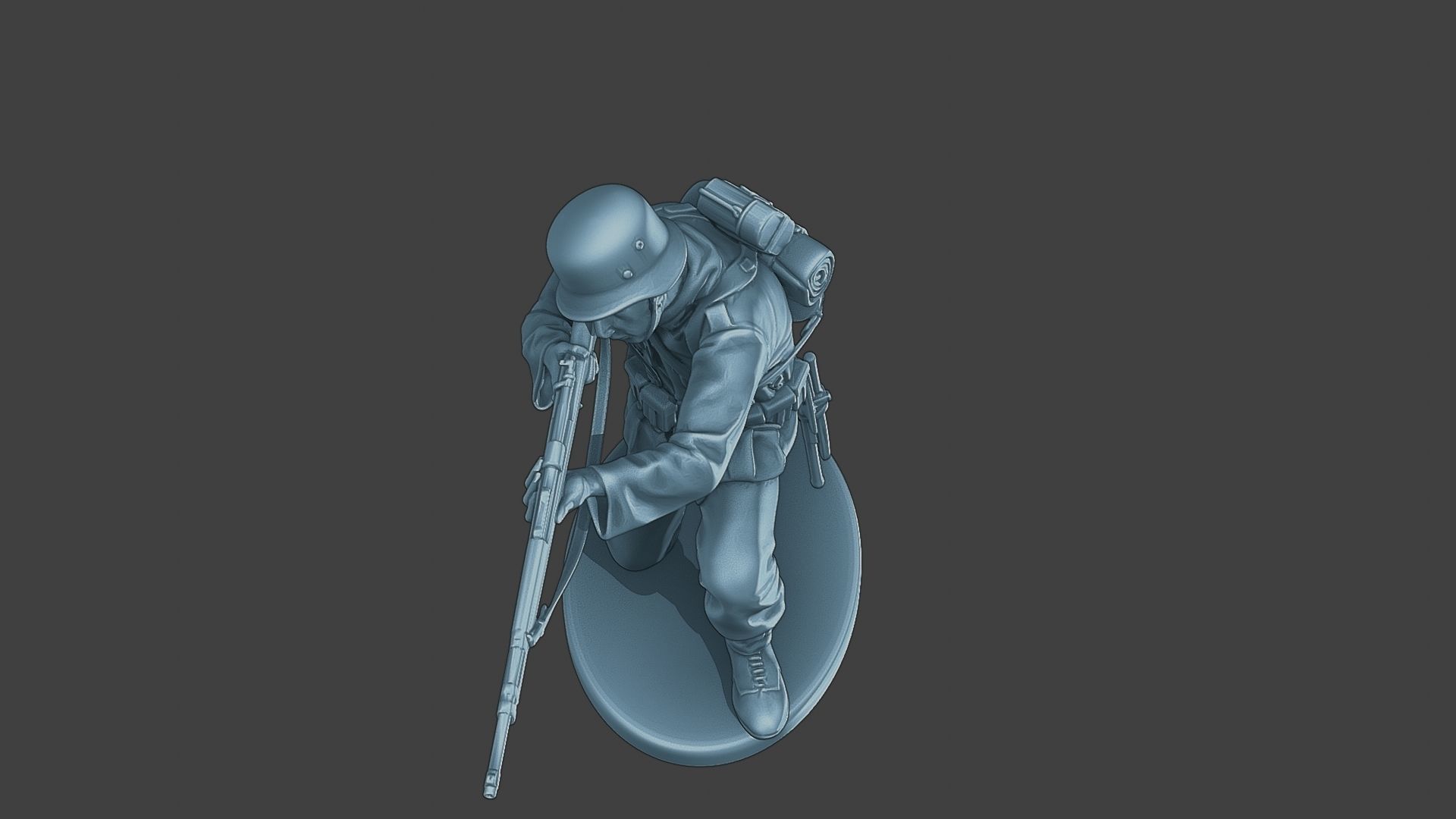 German soldier ww2 Shoot crouched G1 3D print model_14