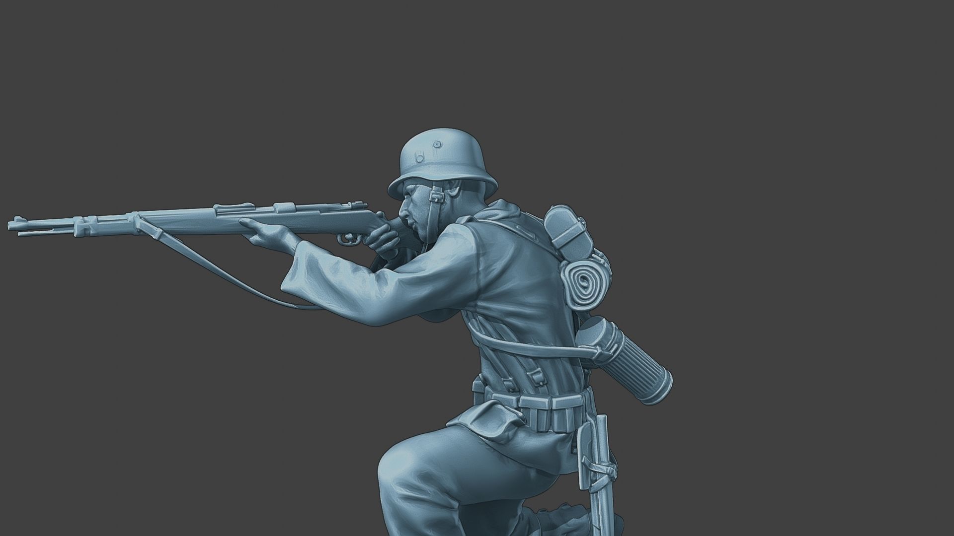 German soldier ww2 Shoot crouched G1 3D print model_18