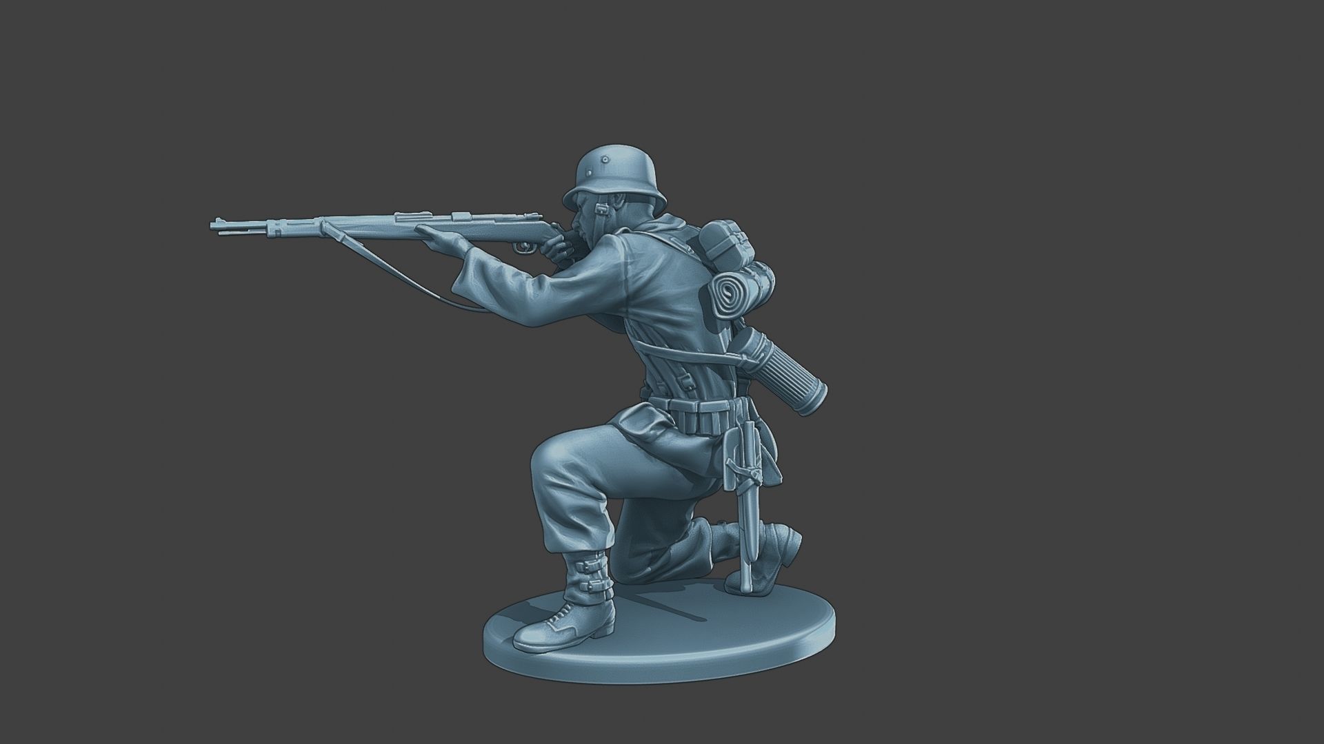 German soldier ww2 Shoot crouched G1 3D print model_3