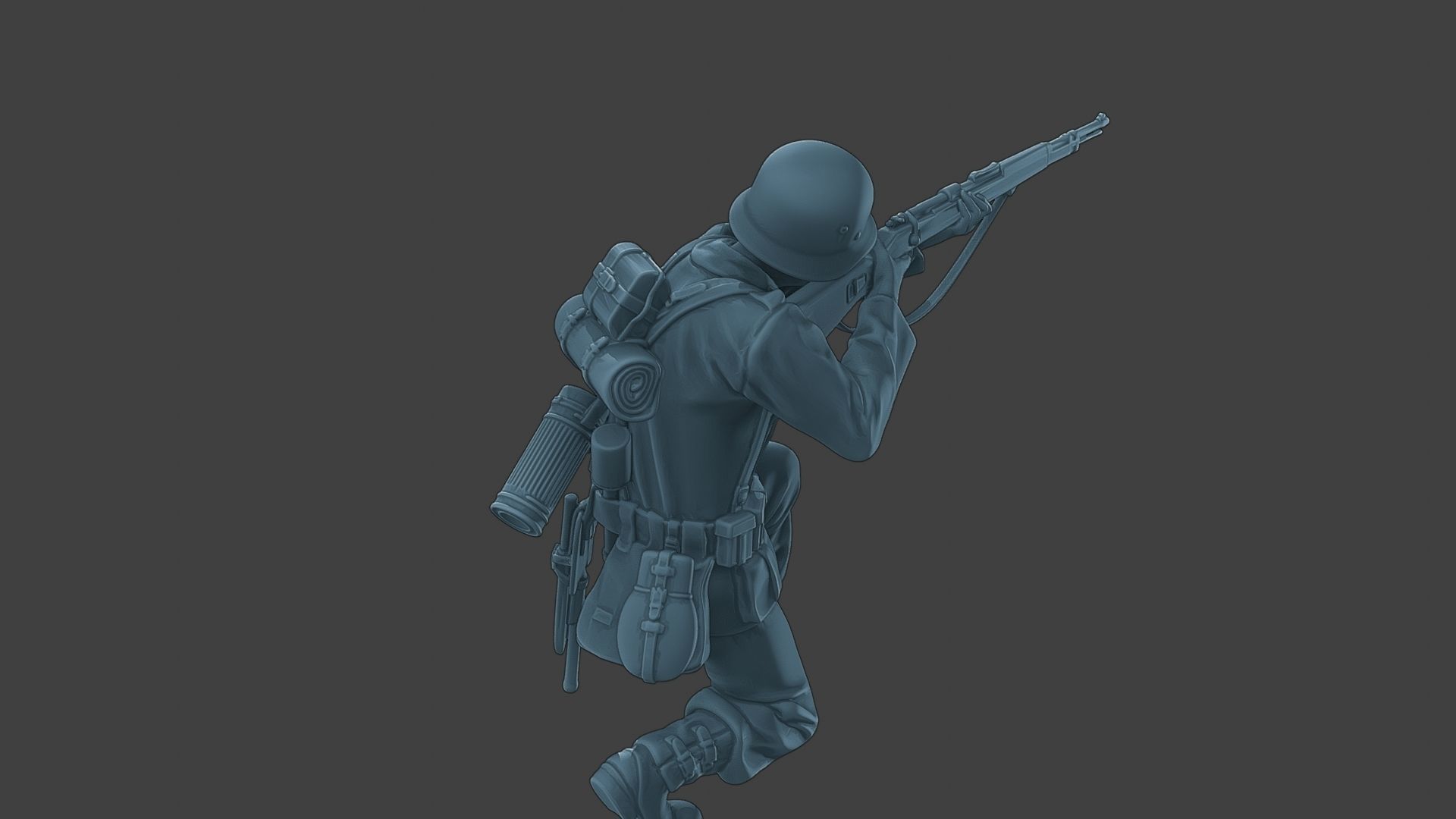 German soldier ww2 Shoot crouched G1 3D print model_24
