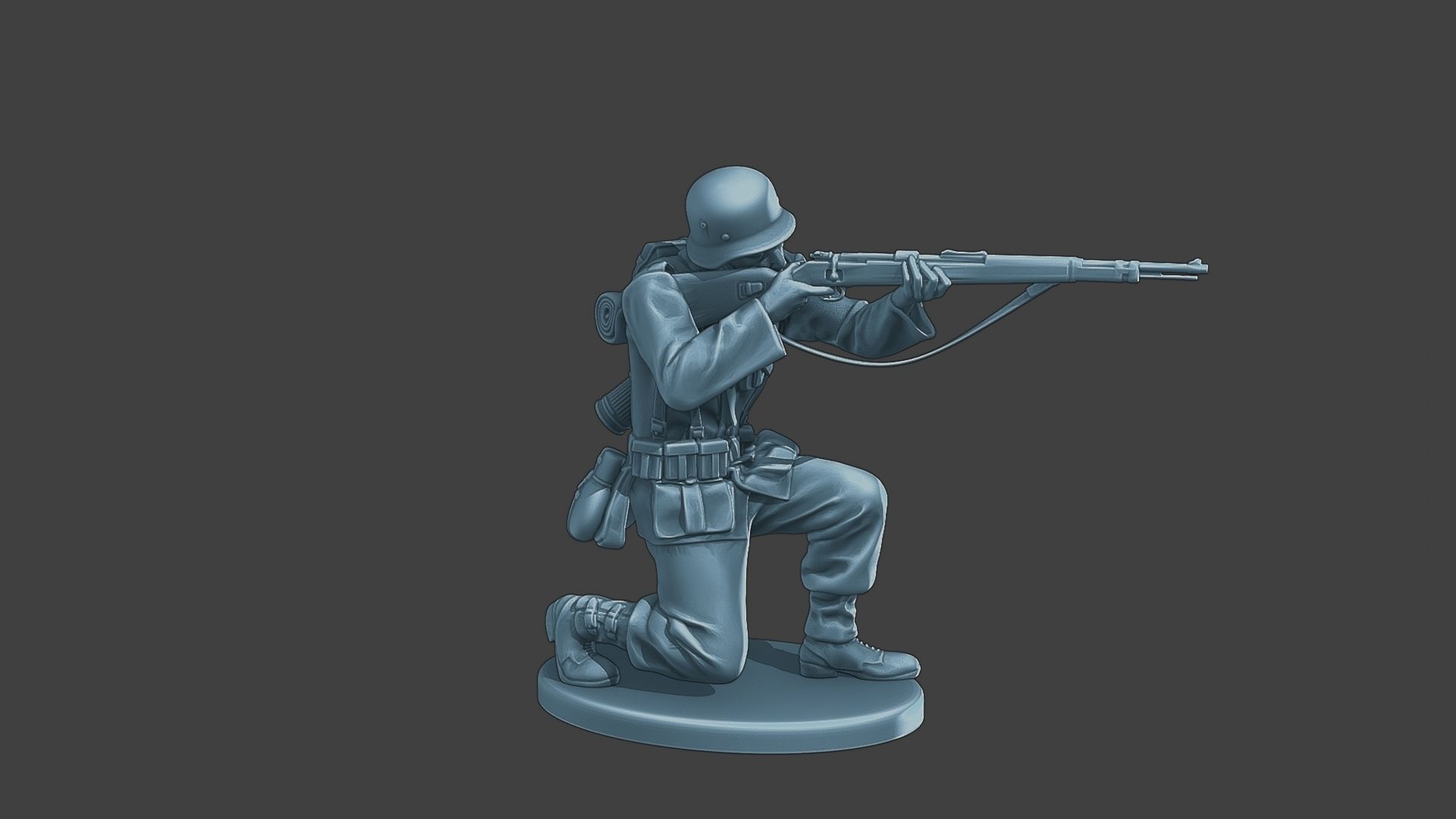 German soldier ww2 Shoot crouched G1 3D print model_9