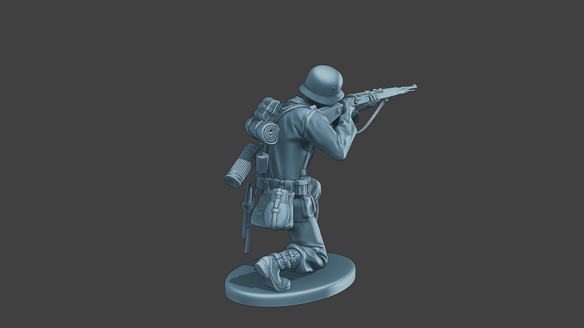 German soldier ww2 Shoot crouched G1 3D print model_7