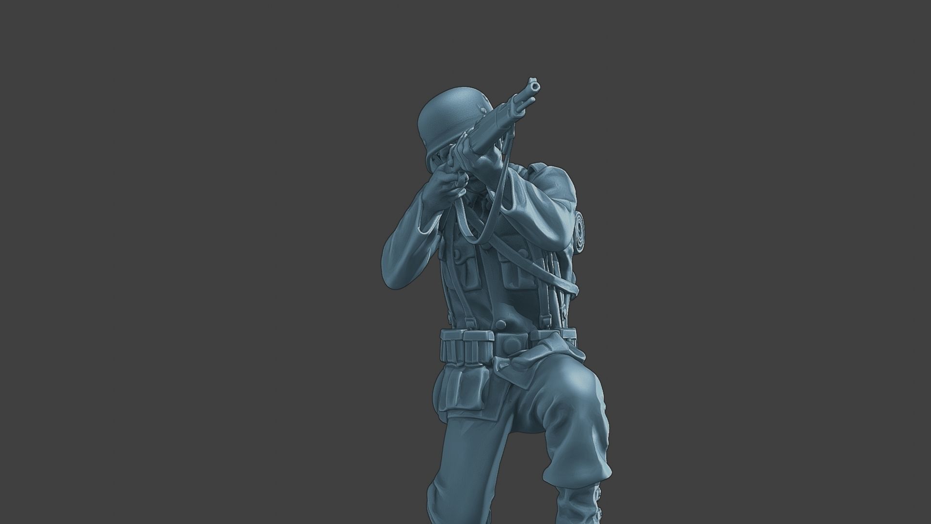 German soldier ww2 Shoot crouched G1 3D print model_28