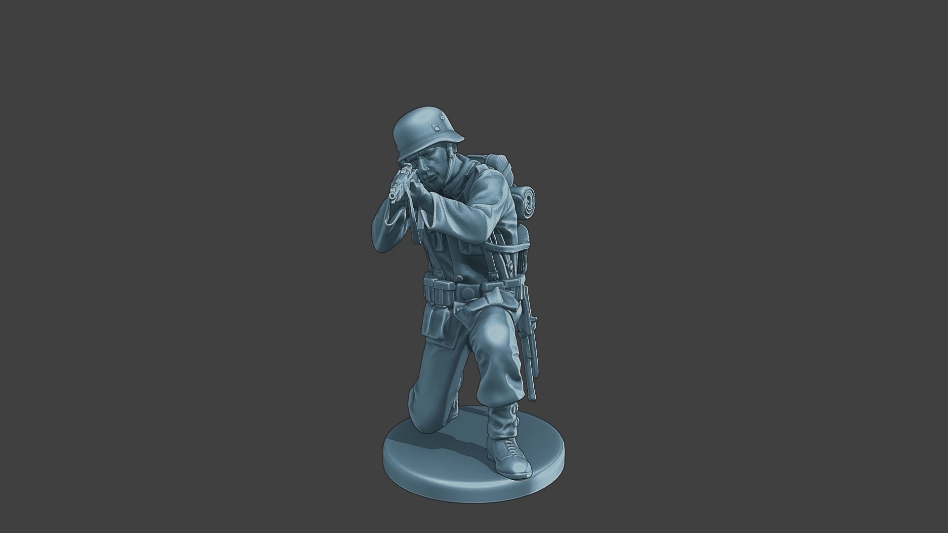 German soldier ww2 Shoot crouched G1 3D print model_1