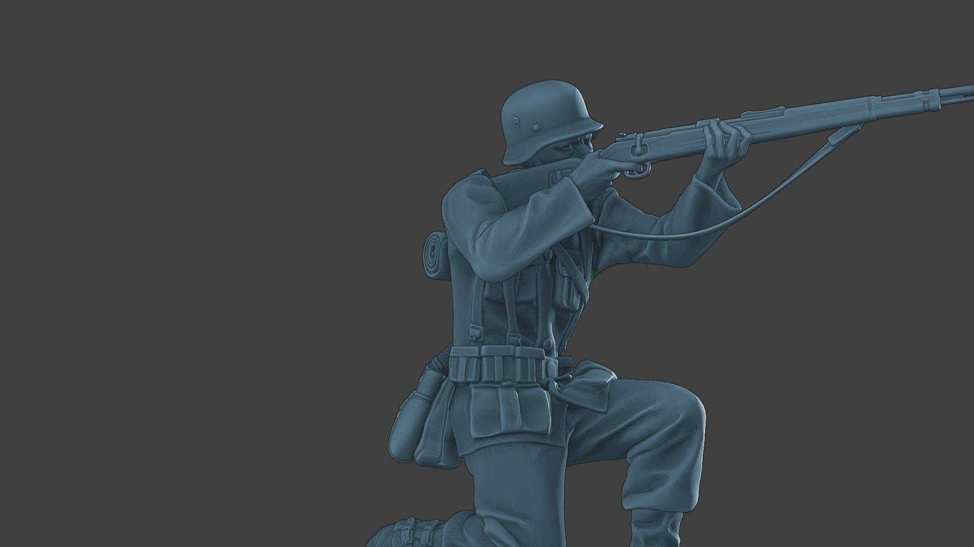 German soldier ww2 Shoot crouched G1 3D print model_29