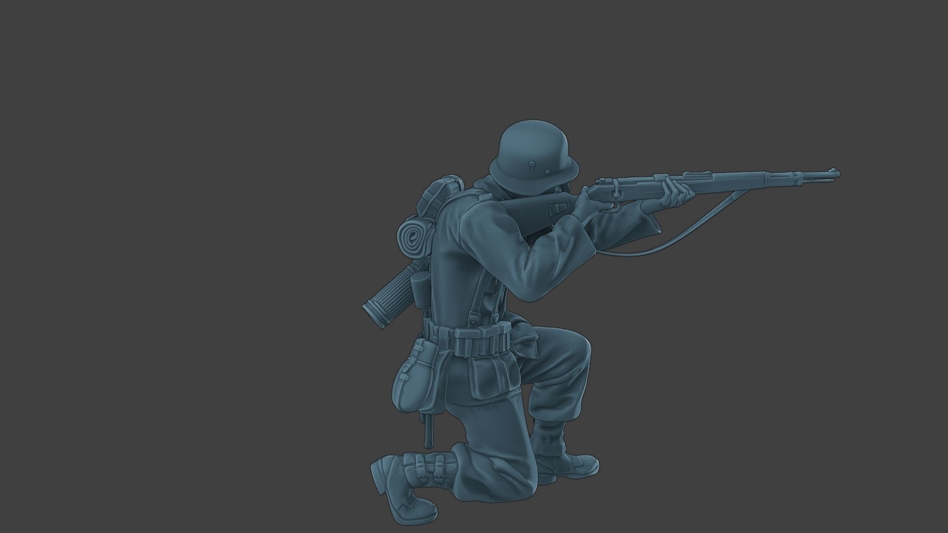 German soldier ww2 Shoot crouched G1 3D print model_31