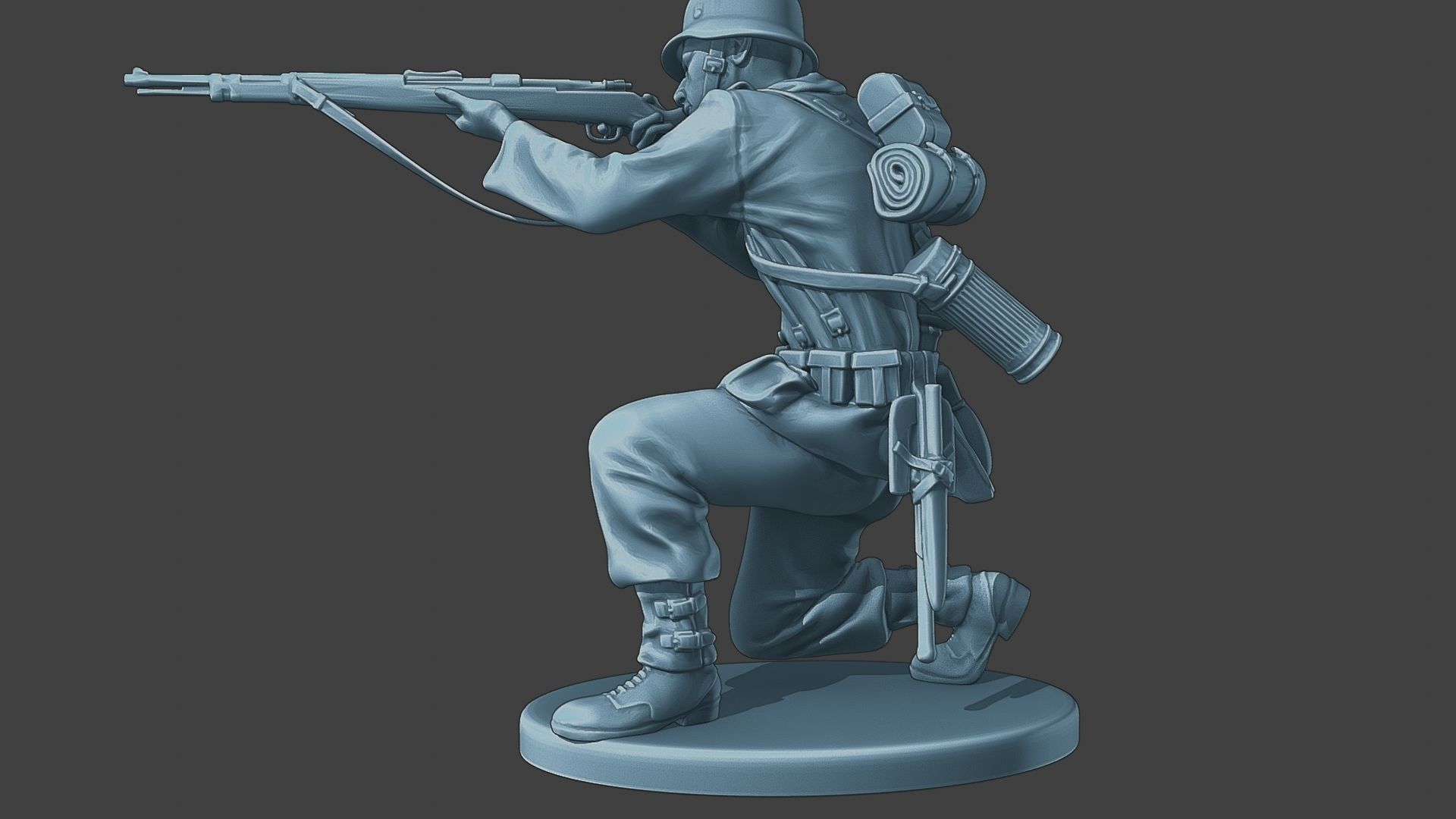 German soldier ww2 Shoot crouched G1 3D print model_17