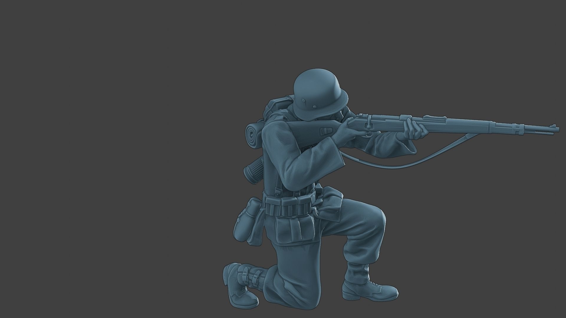 German soldier ww2 Shoot crouched G1 3D print model_30