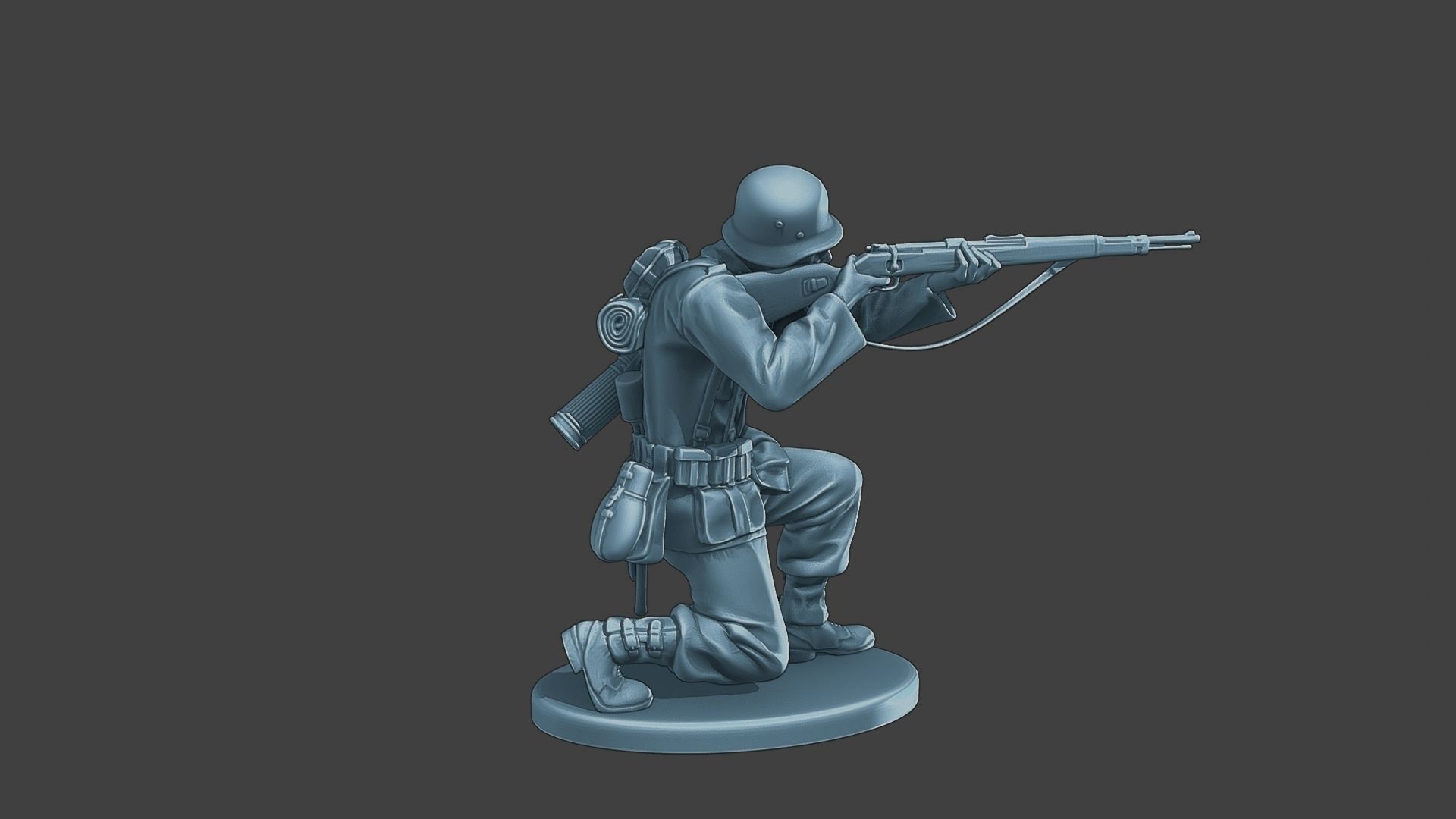 German soldier ww2 Shoot crouched G1 3D print model_8