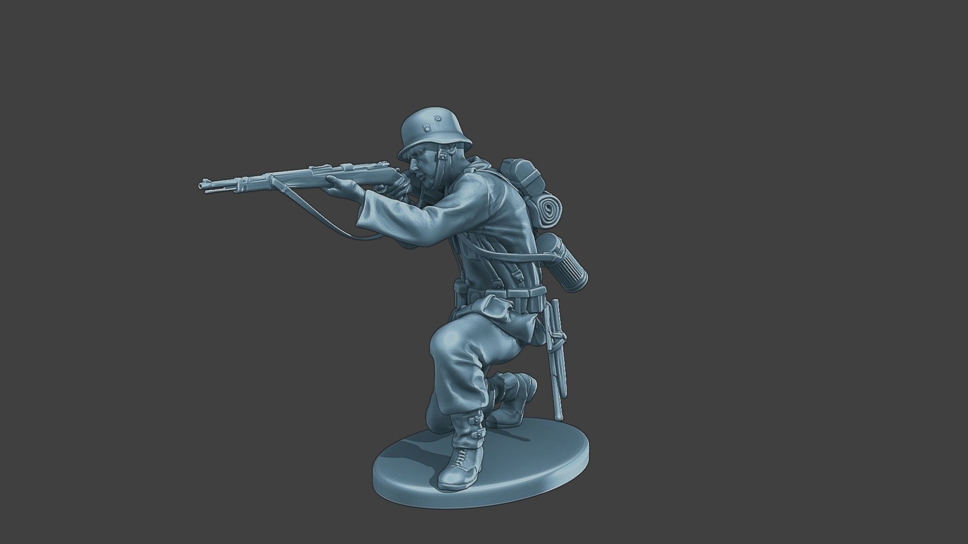 German soldier ww2 Shoot crouched G1 3D print model_2