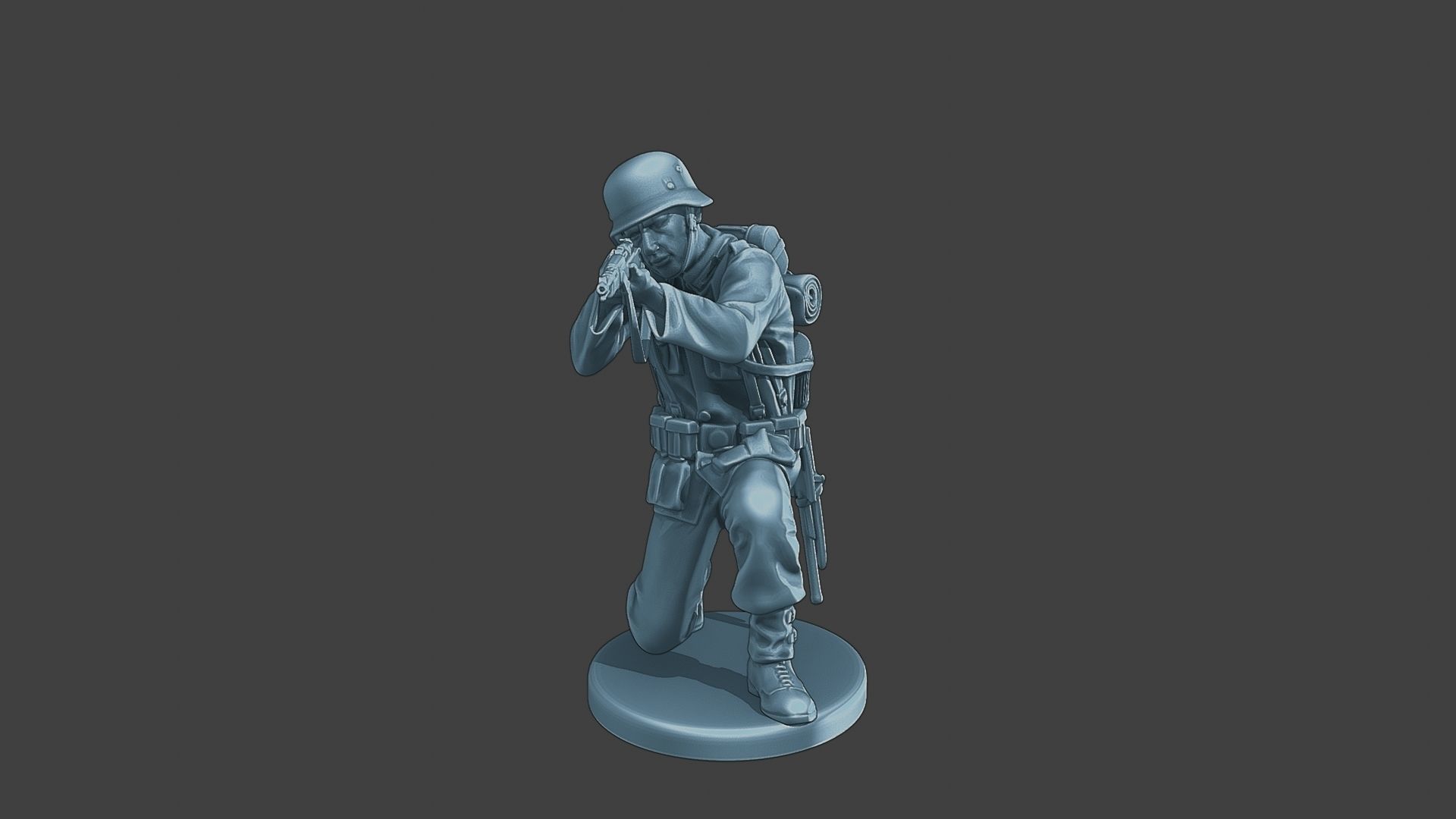 German soldier ww2 Shoot crouched G1 3D print model_11