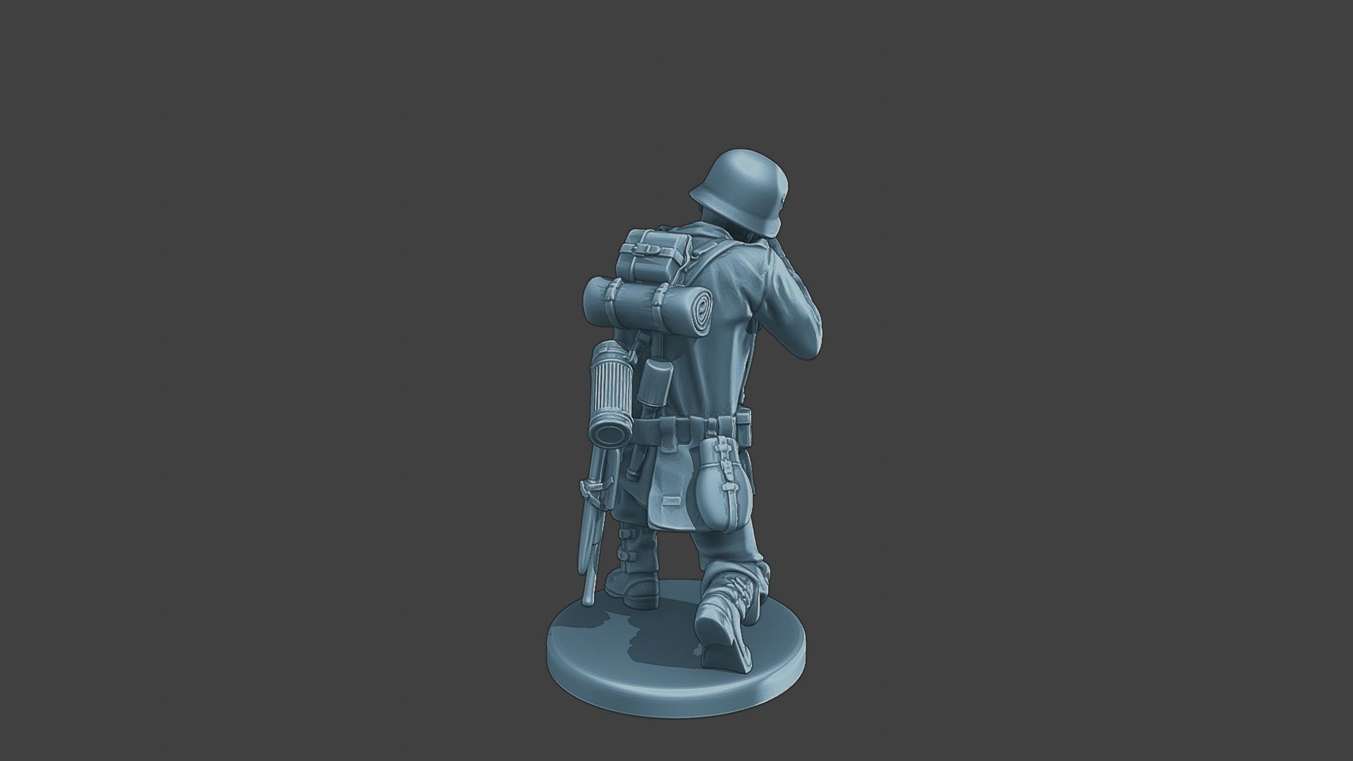 German soldier ww2 Shoot crouched G1 3D print model_6