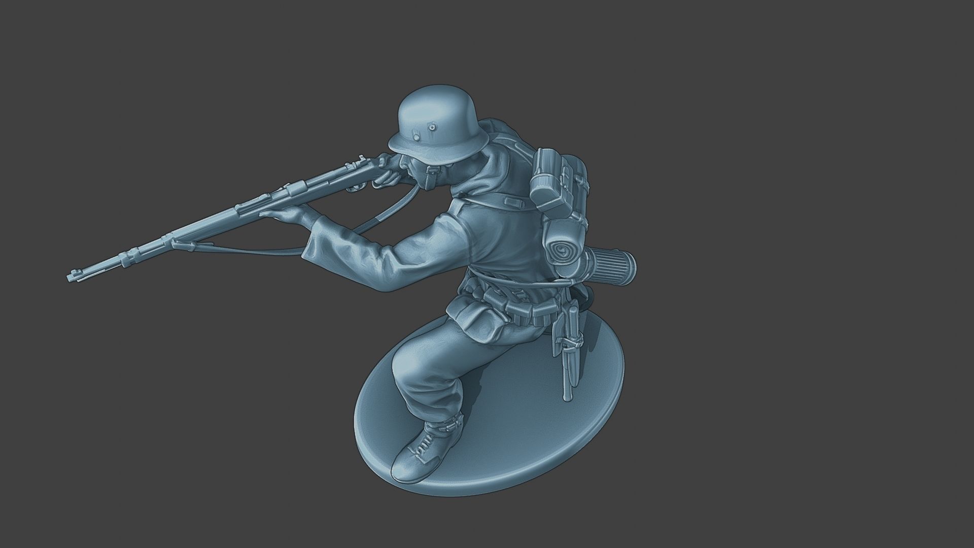 German soldier ww2 Shoot crouched G1 3D print model_15