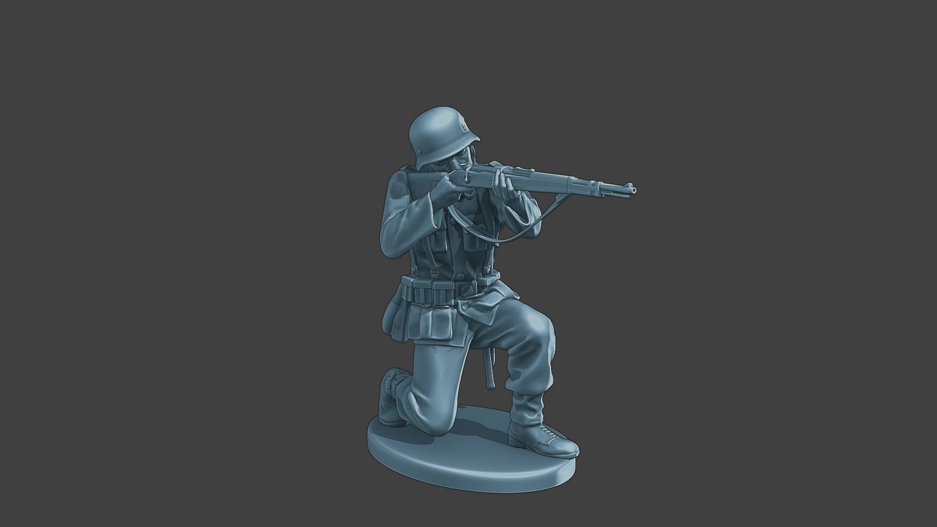 German soldier ww2 Shoot crouched G1 3D print model_10