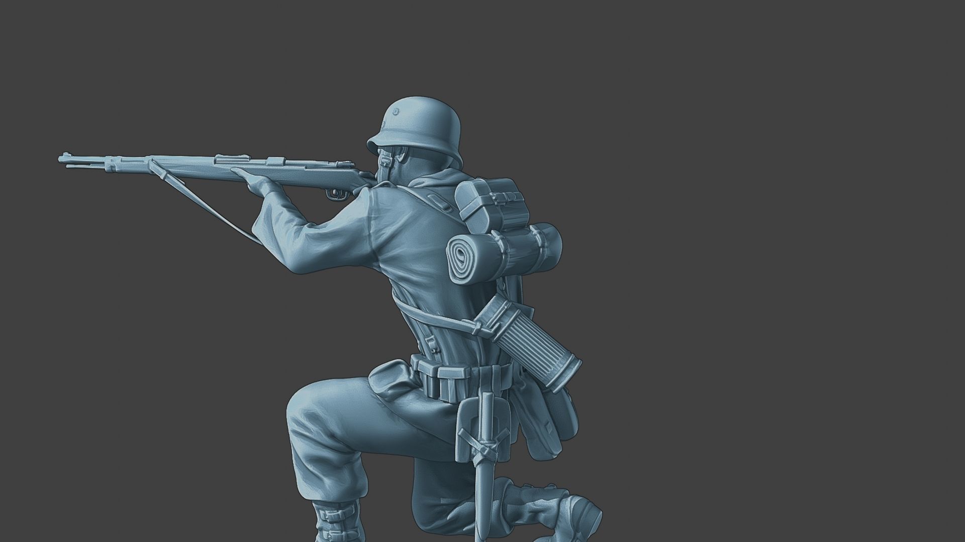 German soldier ww2 Shoot crouched G1 3D print model_26
