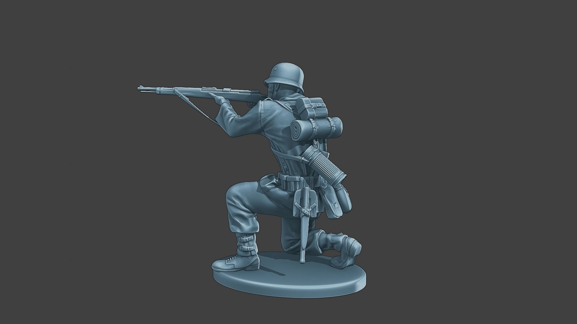 German soldier ww2 Shoot crouched G1 3D print model_4