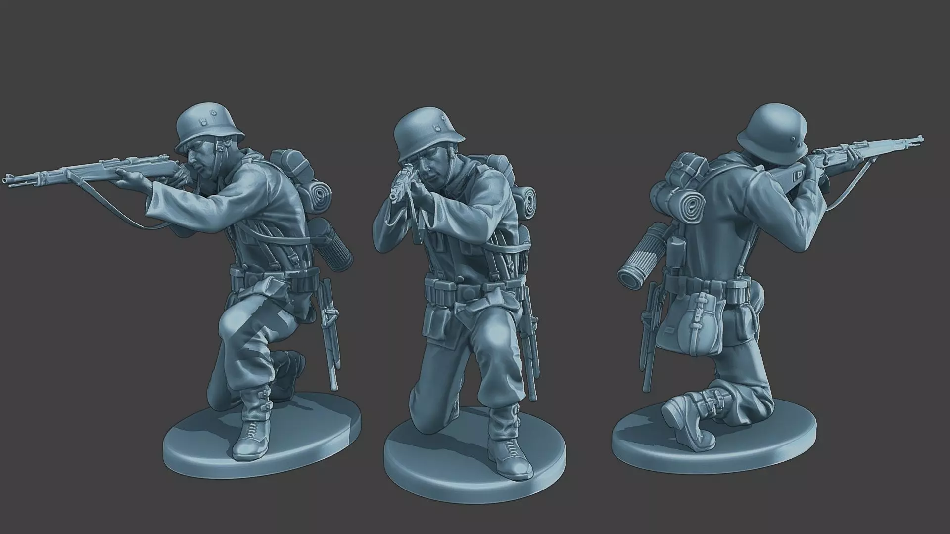German soldier ww2 Shoot crouched G1 3D print model_0