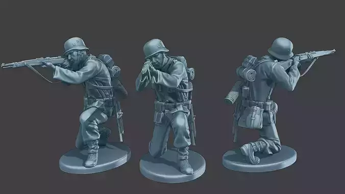 German soldier ww2 Shoot crouched G1 3D print model