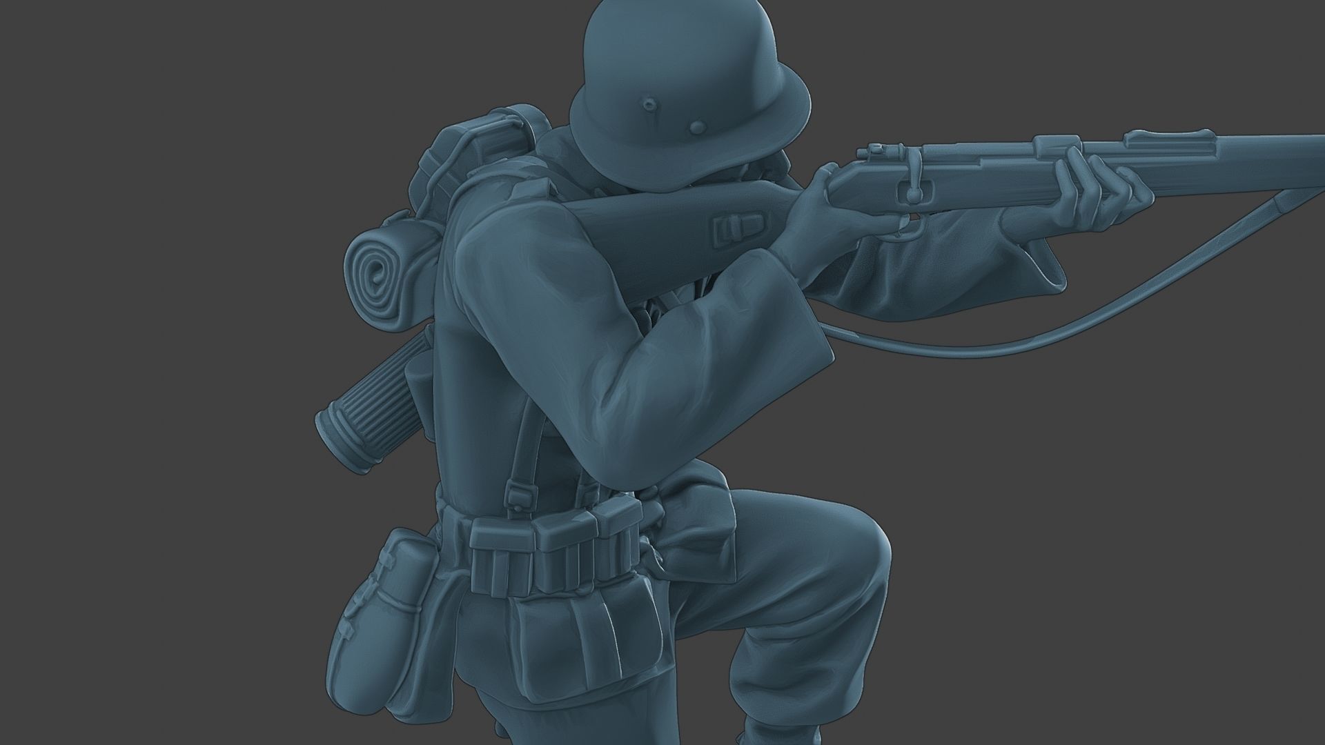 German soldier ww2 Shoot crouched G1 3D print model_20