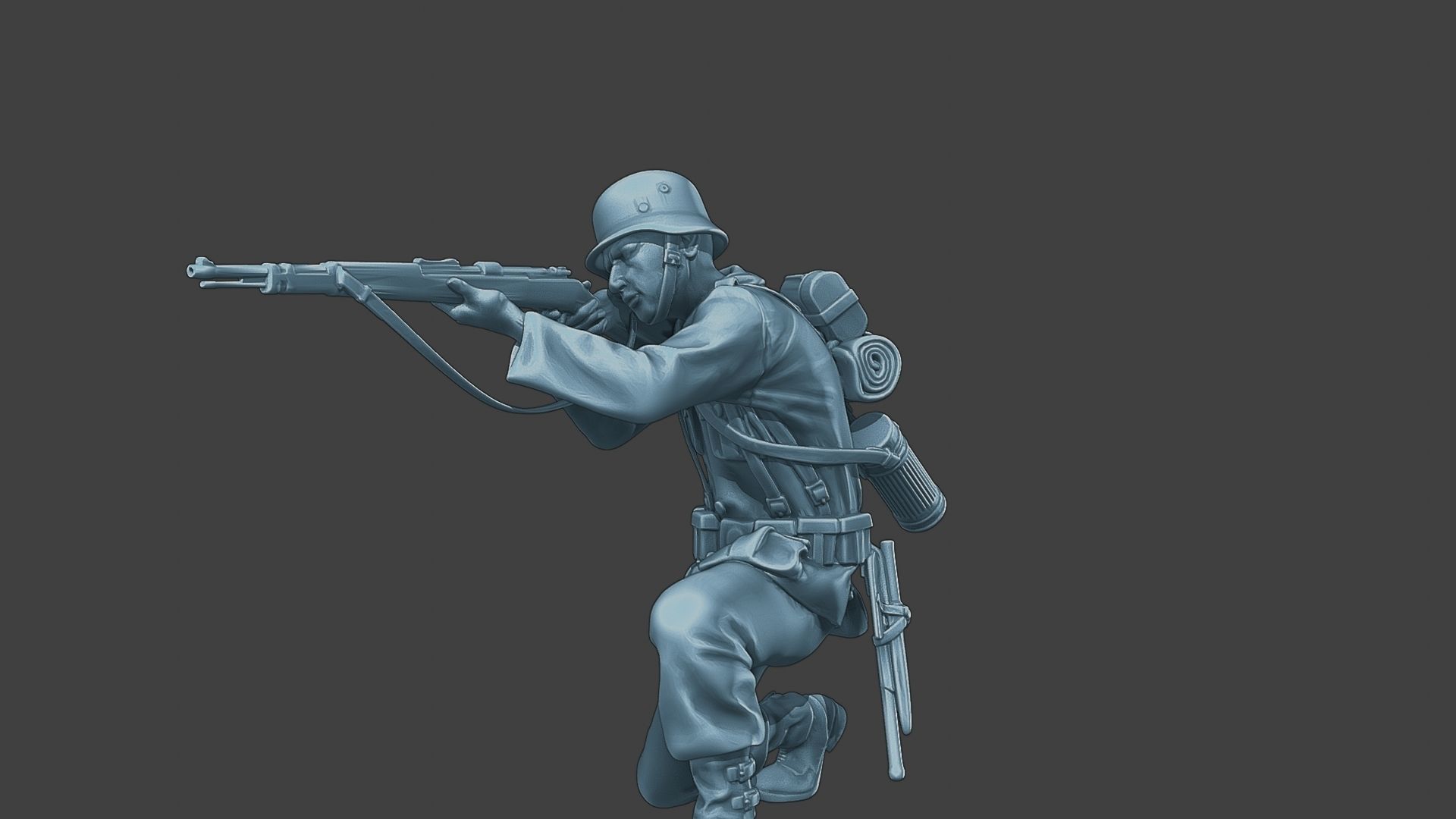 German soldier ww2 Shoot crouched G1 3D print model_27