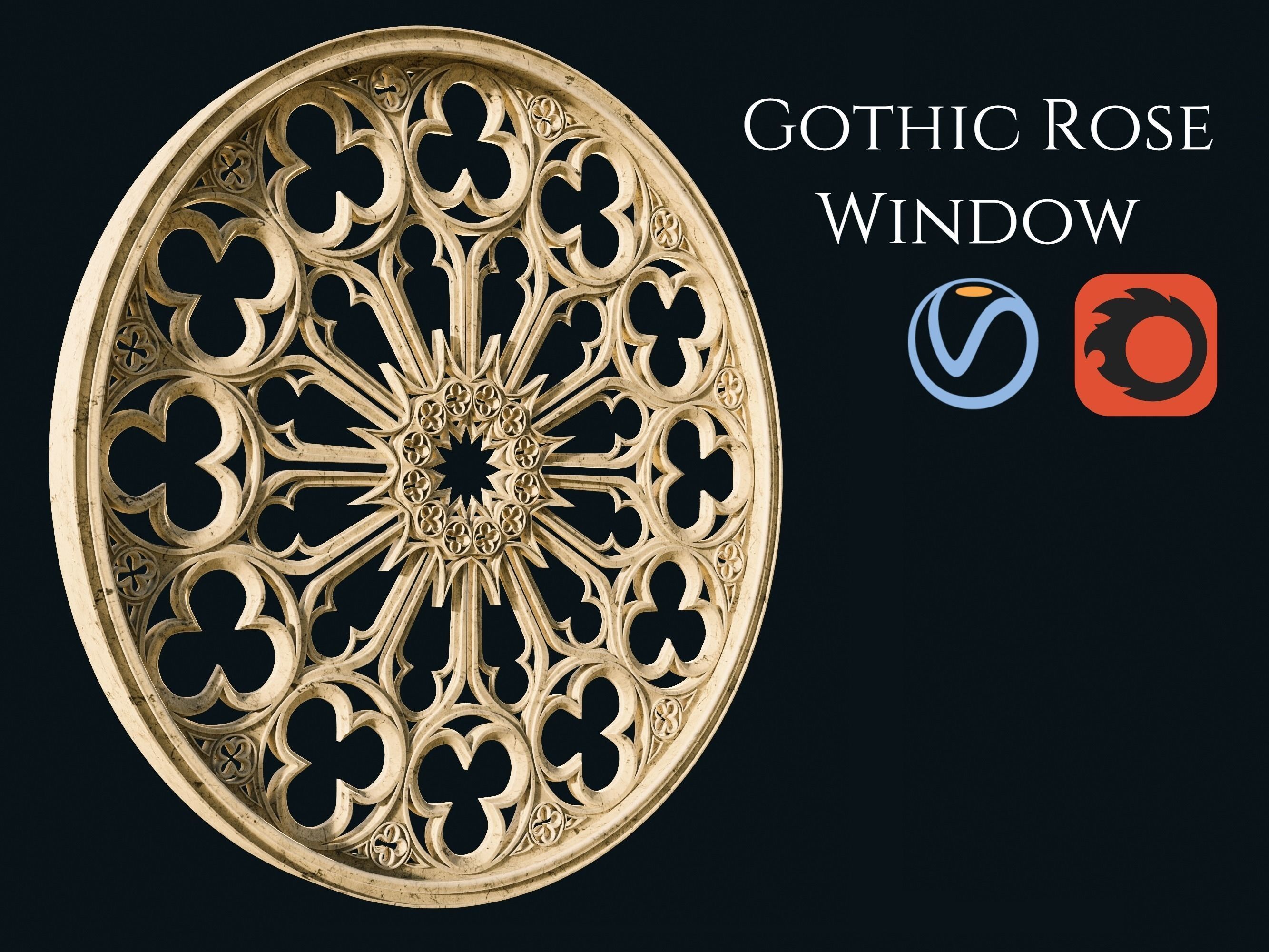Gothic Rose Window 3D model_0