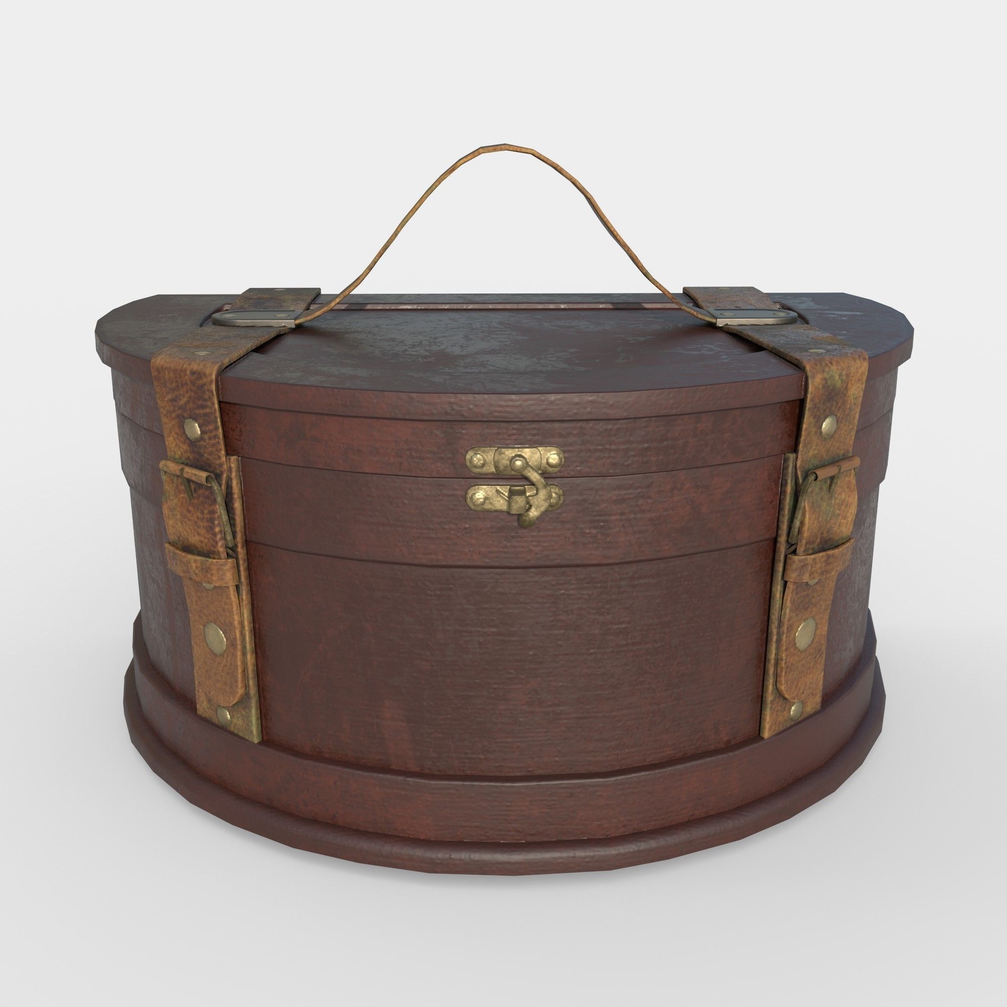 Antique Wooden Box 3D model_3