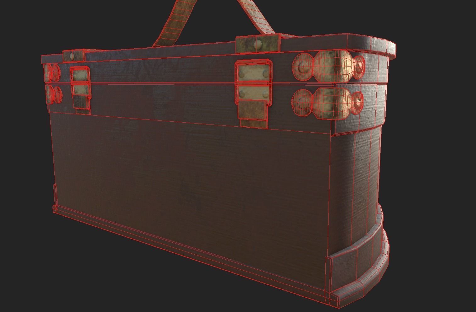Antique Wooden Box 3D model_13